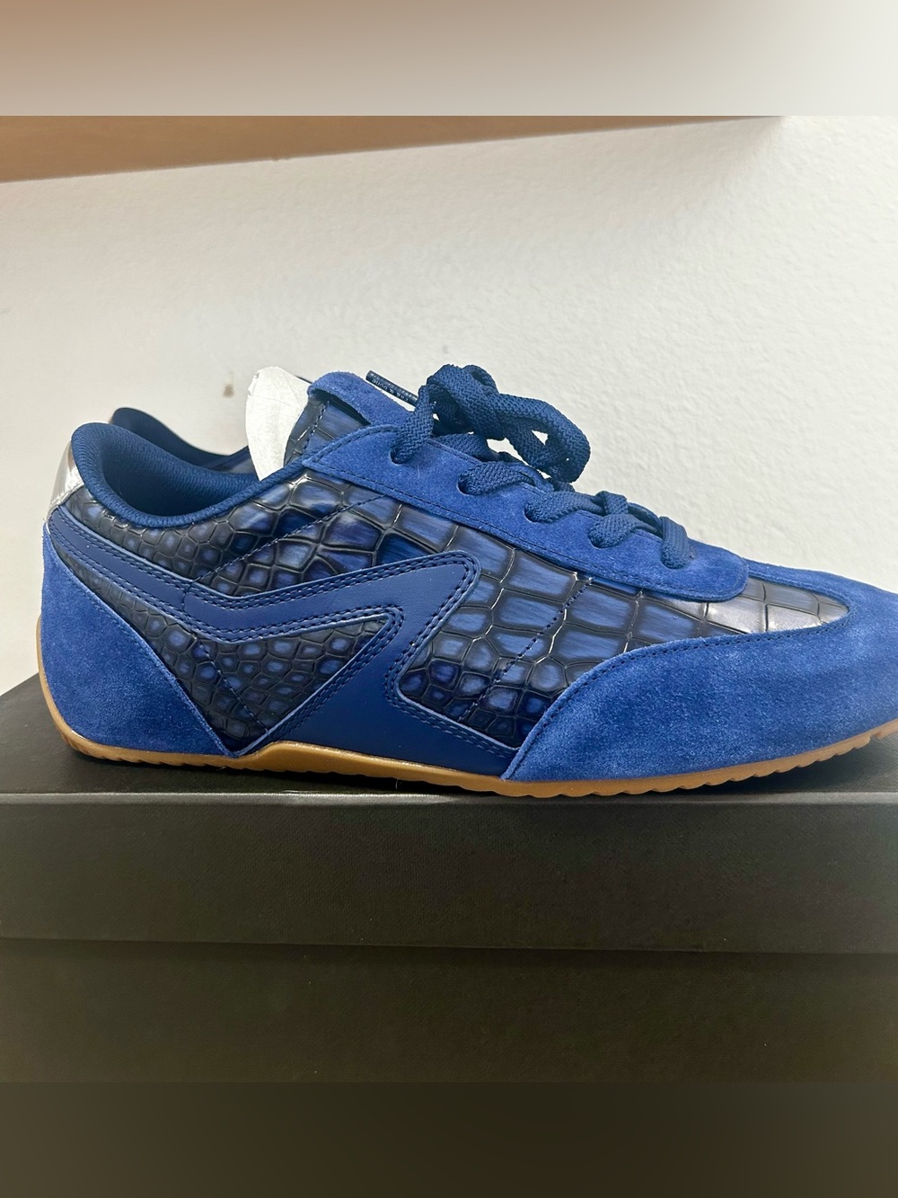 Rag & Bone Ultra Slim Retro Runner Indigo Croc Sneakers. BNIB. 11 (41)